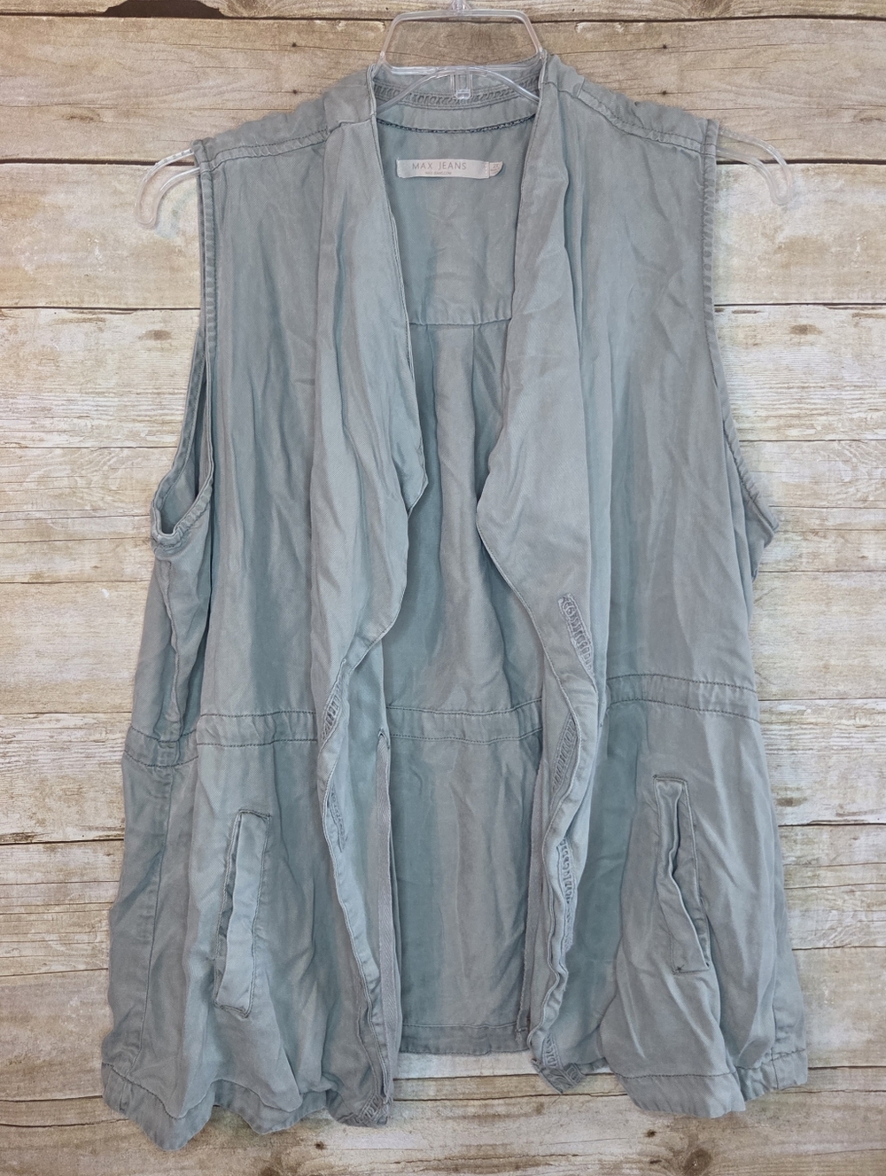 Sleeveless Drape Front Utility Vest, 2X